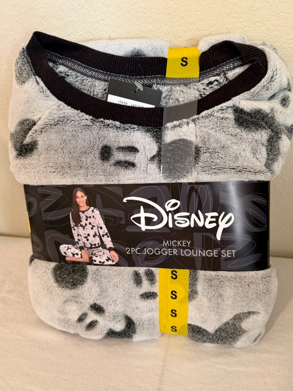 Disney Mickey Mouse Women's 2 Piece Jogger Lounge Set Size S Gray Soft Cozy NEW